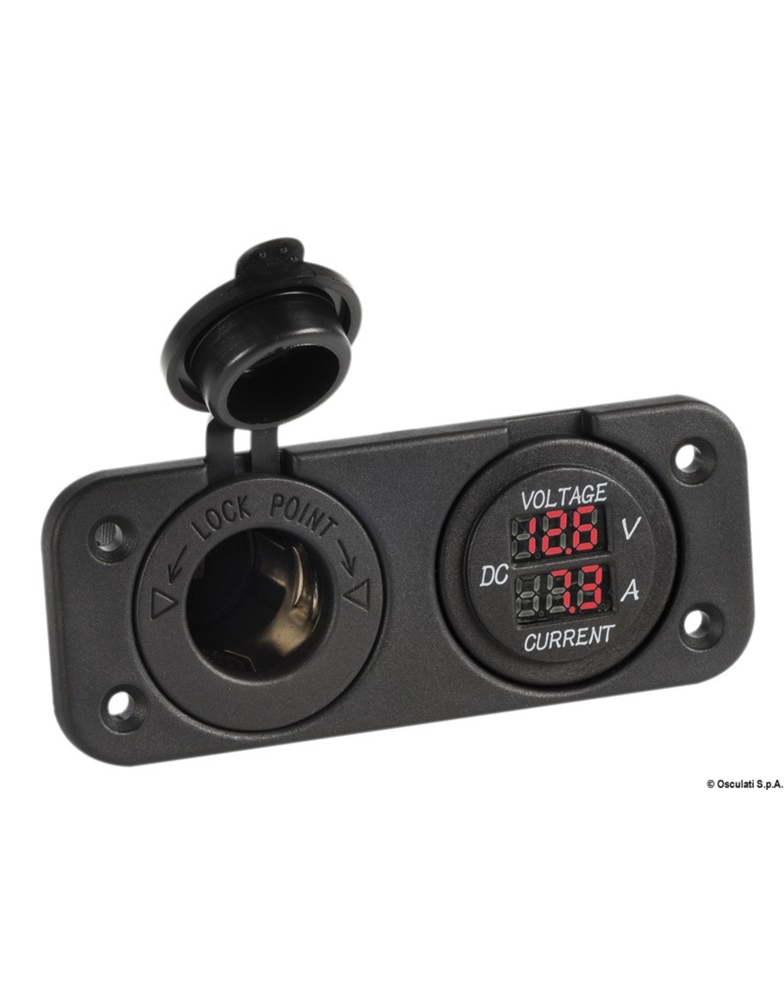 Osculati Digital voltmeter and ammeter, power outlet 12 V