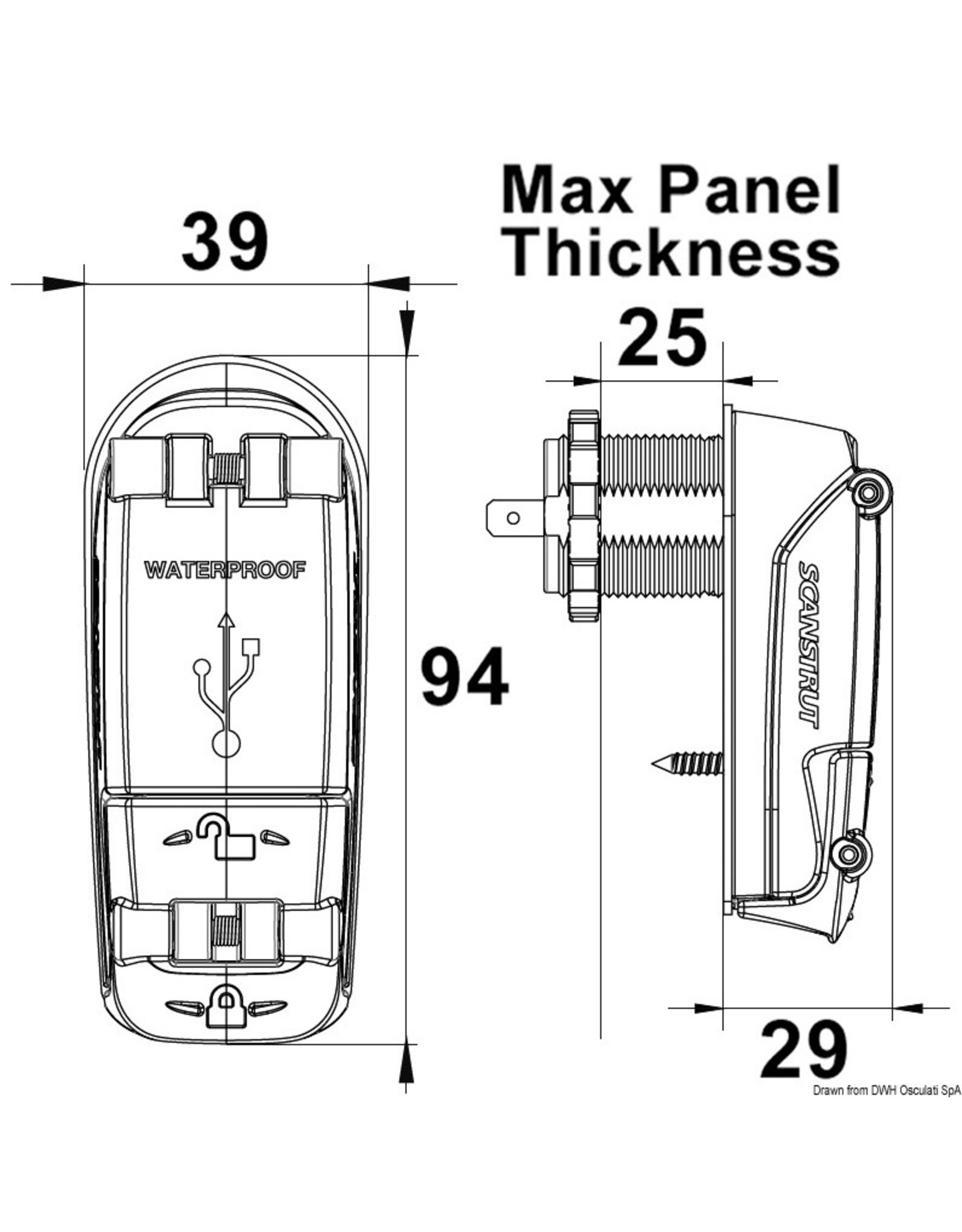 Osculati Dubbele USB-A-aansluiting waterdicht IPx6