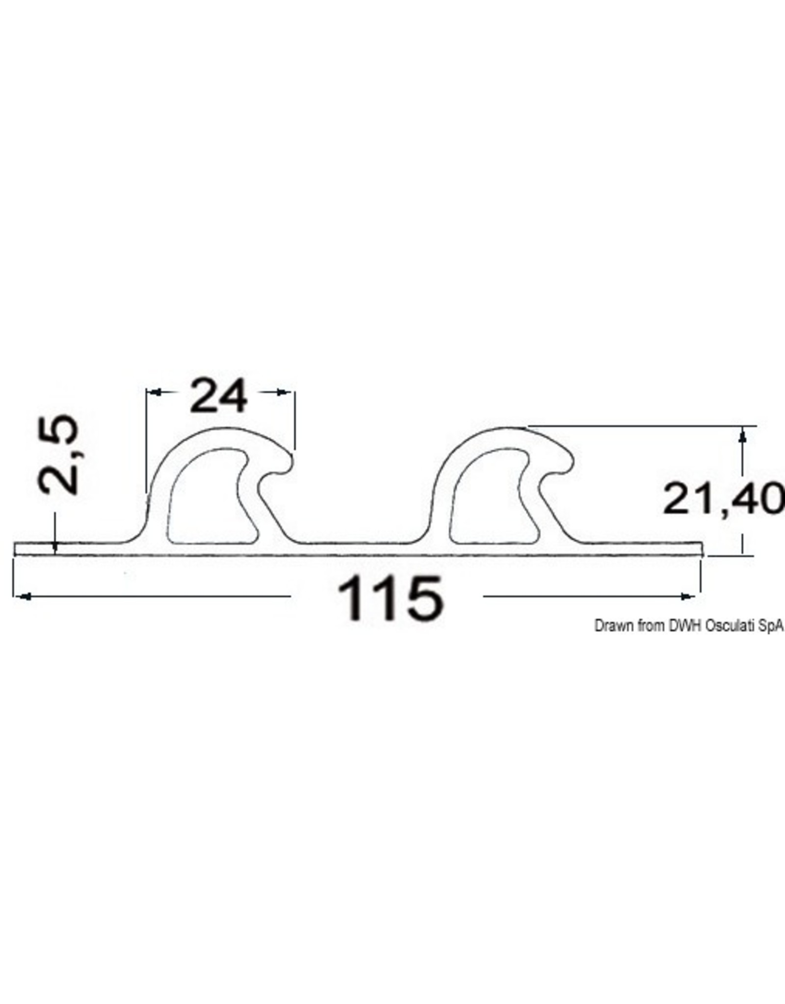 Osculati EPDM double tear edge strip (per metre)