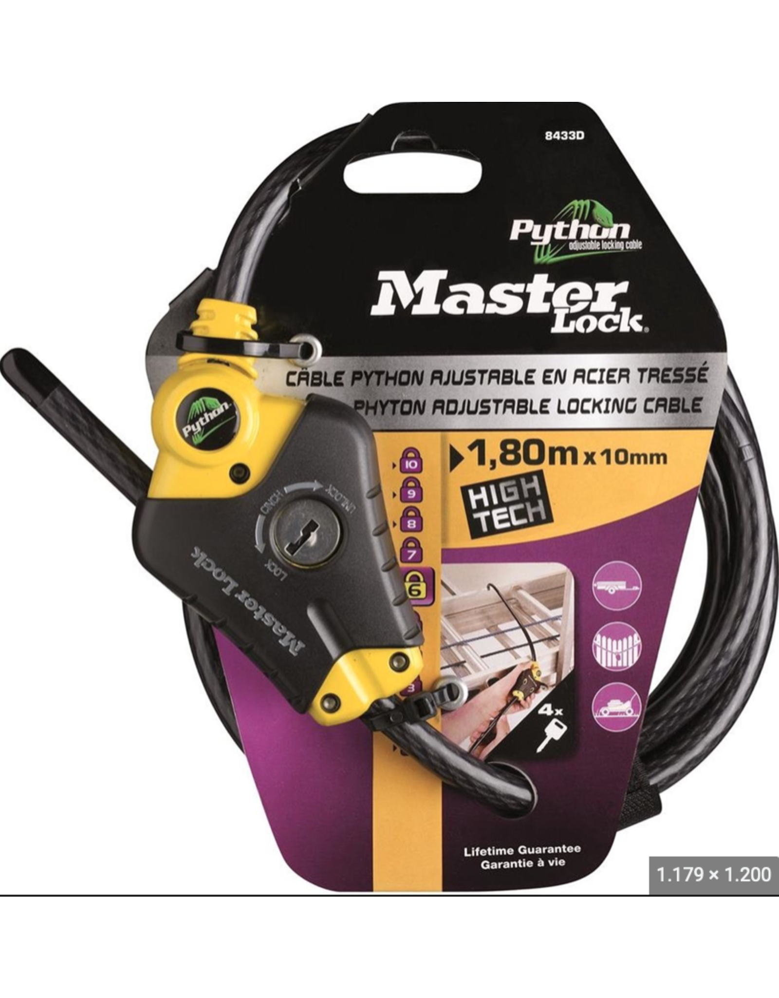 Hebor Watersport Master Lock Python kabelslot 4,5 m