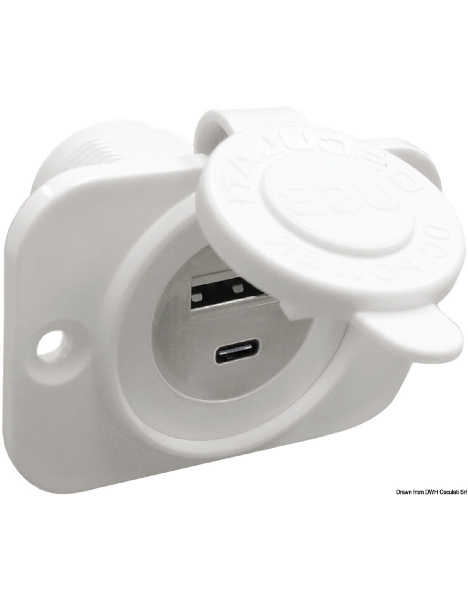 Osculati 12 V dubbele USB (USB-A & USB-C) aansluiting