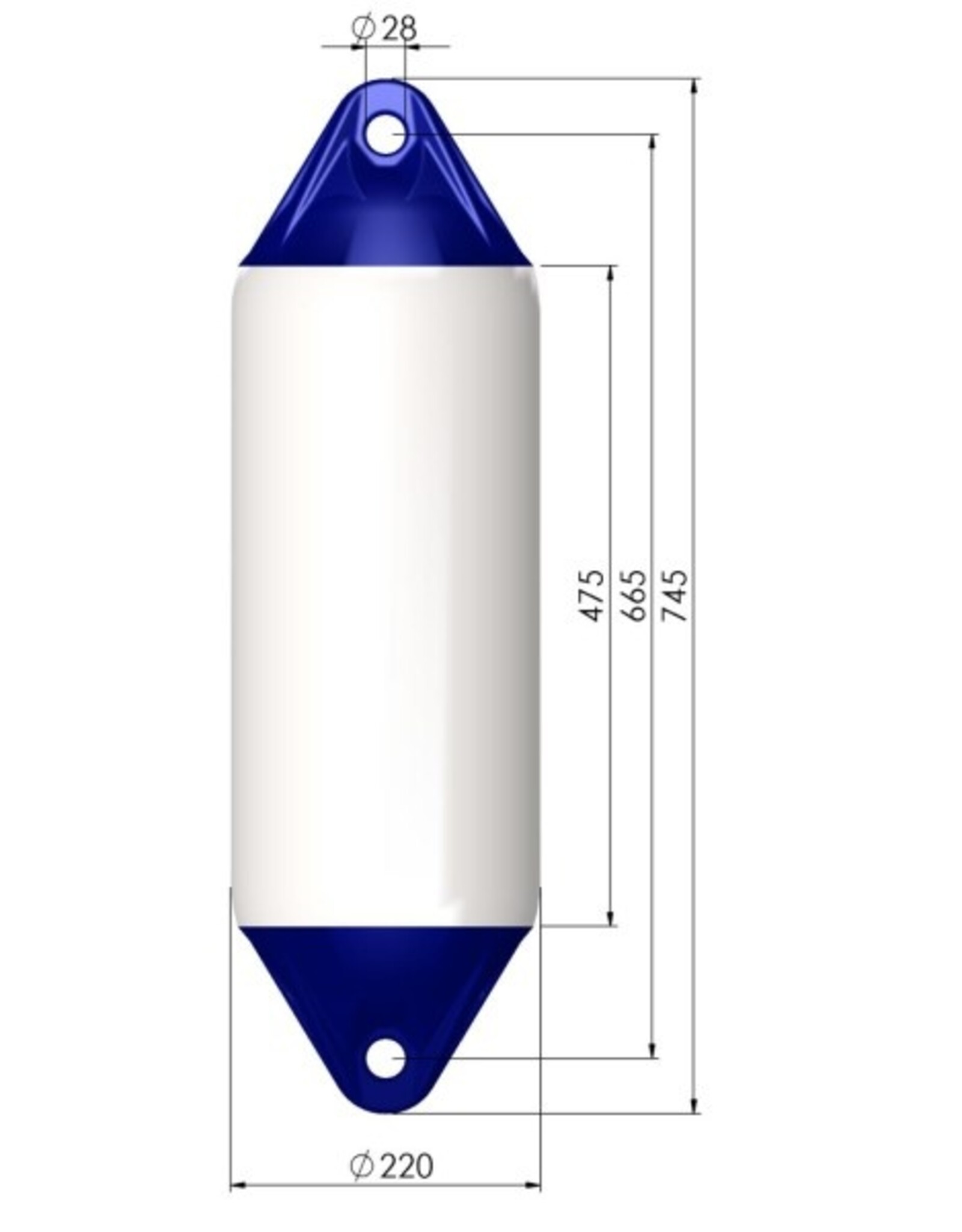 Osculati Polyform F3 Fender Ø 22 cm – Länge 76 cm – 33.512.11