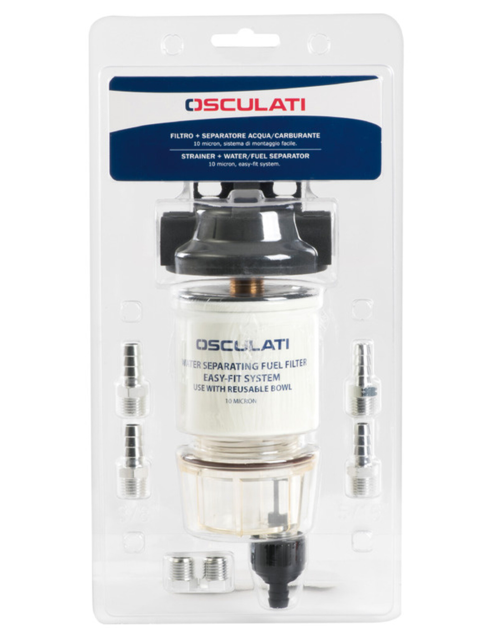 Osculati Filter + water/fuel separation filter with 10 micron cartridge