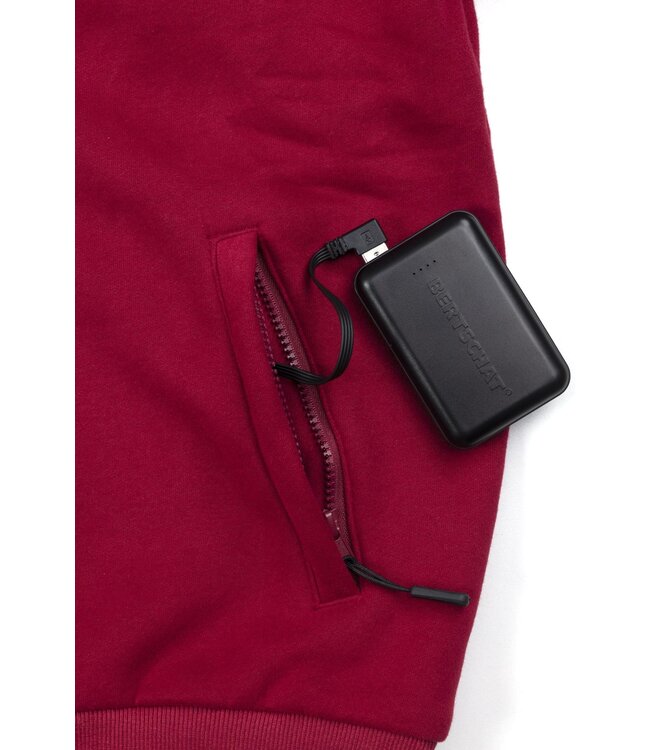 Sweat A Capuche Zippé Double Chauffage  PRO | USB - Homme Bourgogne