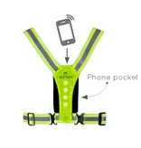 Bee Safe BEE SAFE Led Hardloopvest USB-C Lime met telefoonvak | Reflectievest