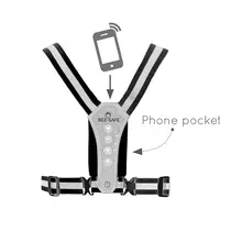 Led Hardloopvest USB-C Silver met telefoonvak | Reflectievest