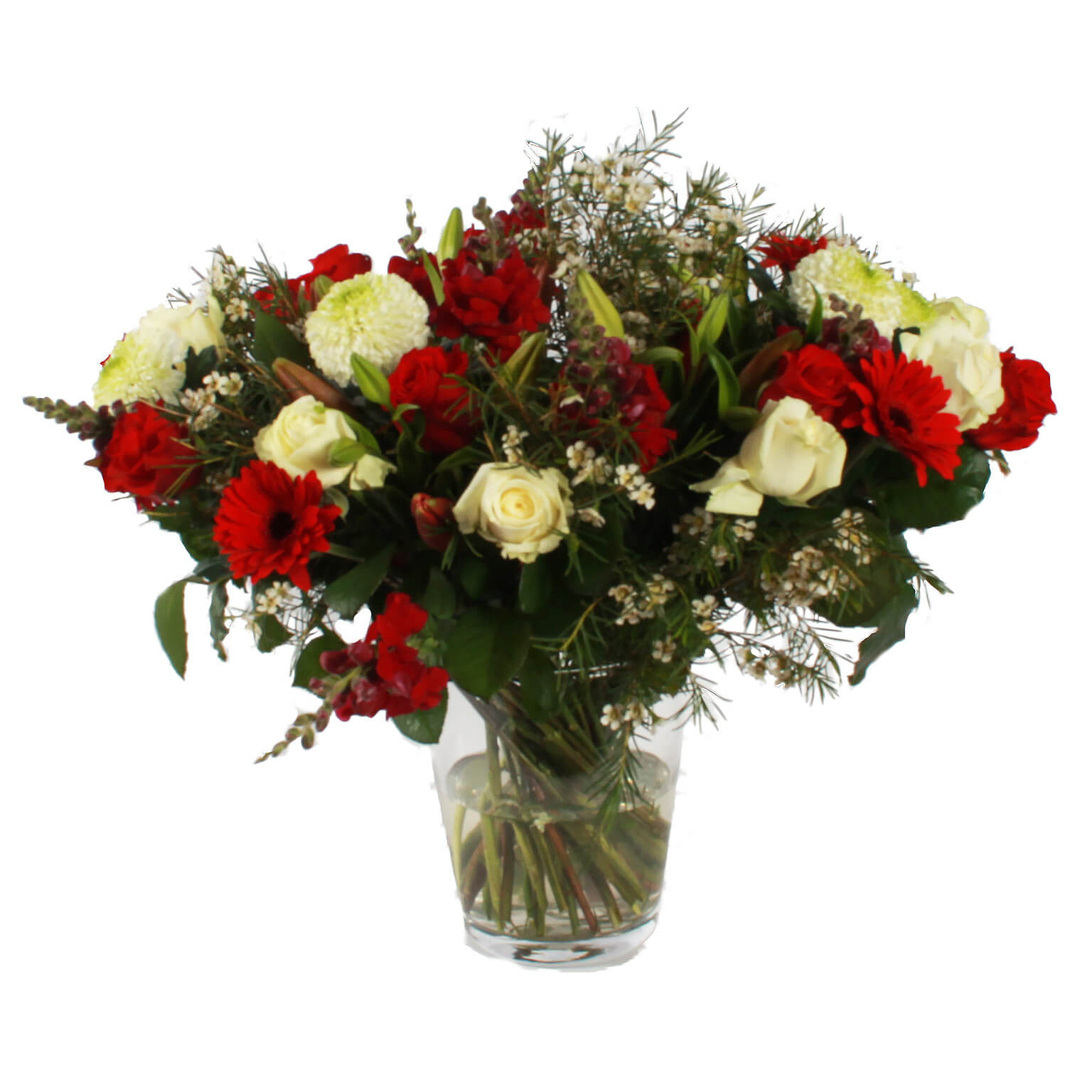 Nabestaanden boeket rode en witte bloemen