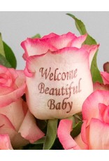 Magic Flowers Boeket 9 rozen - Wit/Roze - Welcome Beautiful Baby
