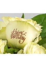 Magic Flowers Boeket 15 rozen - Wit - Happy Birthday
