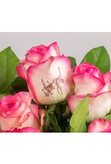 Magic Flowers Boeket 9 rozen - Wit/Roze - Love you
