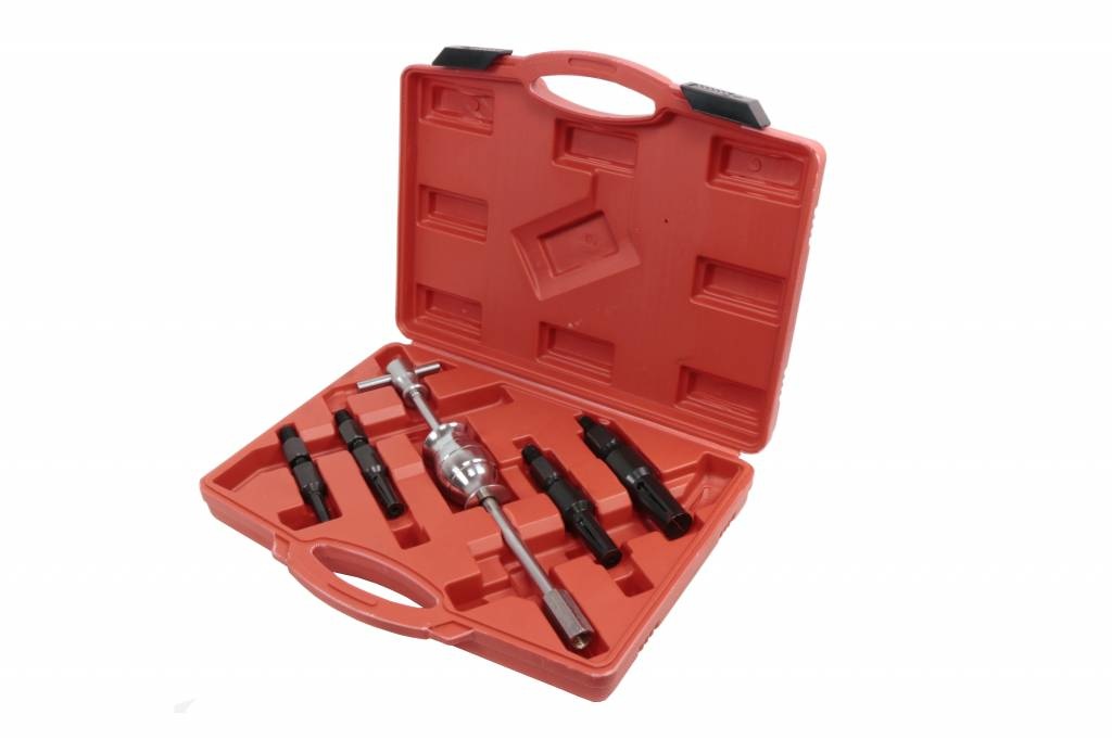 5-piece inner bearing puller set for recessed bearings with impact puller