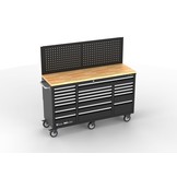 TM 20 Drawers Tool trolley / Workbench Worktop with back wall