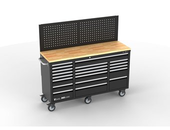 TM 20 Drawers Tool trolley / Workbench Worktop with back wall