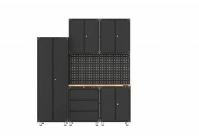 Premium black workshop equipment with workbench and tool cabinets 8 parts