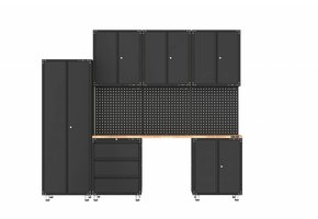 Premium black workshop equipment with workbench and tool cabinets 10 pieces