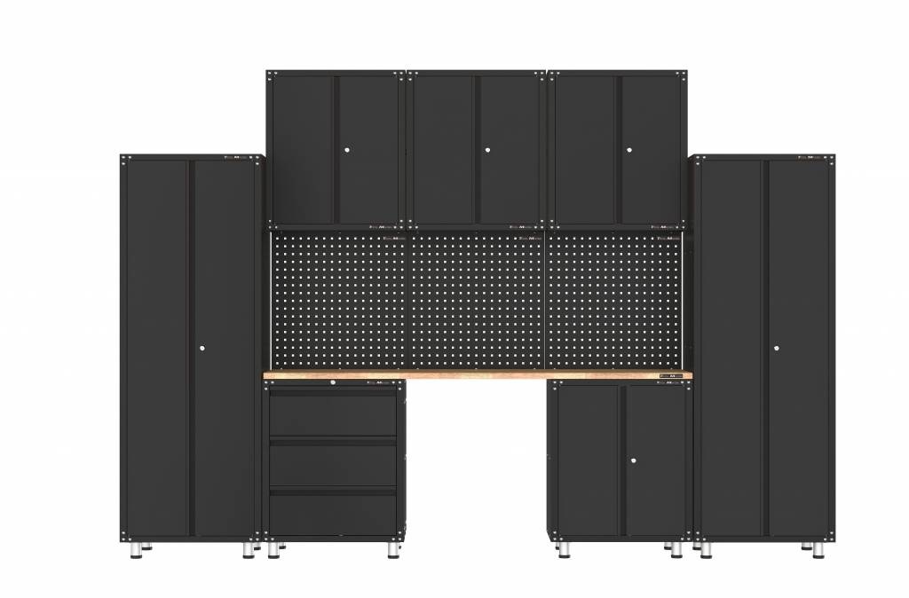 Premium zwarte werkplaatsinrichting met werkbank gereedschapskasten 11 - ToolMania
