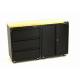 Premium black workshop equipment with workbench and tool cabinets 3 parts