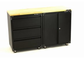 Premium black workshop equipment with workbench and tool cabinets 3 parts