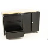 Premium black workshop equipment with workbench and tool cabinets 3 parts