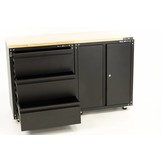 Premium black workshop equipment with workbench and tool cabinets 3 parts