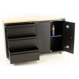 Premium black workshop equipment with workbench and tool cabinets 3 parts