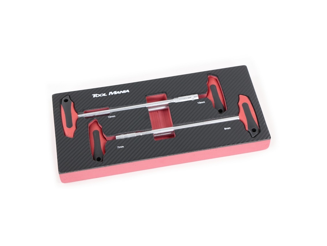 TM 4 Piece T-Handle Socket wrench foam carbon look inlay