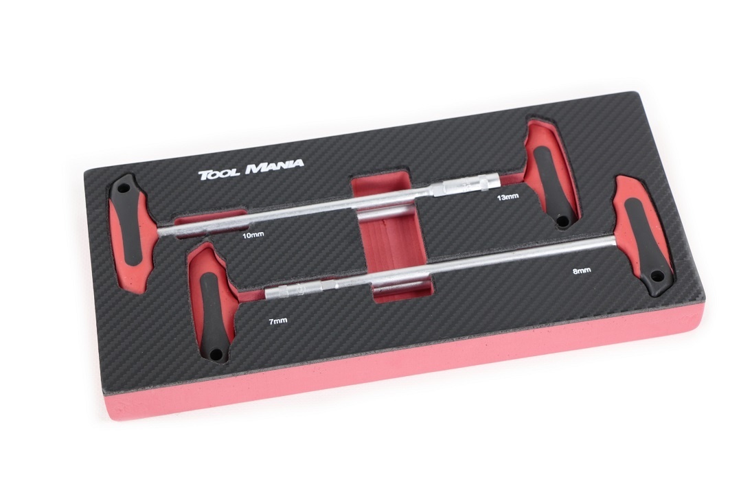 TM 4 Piece T-Handle Socket wrench foam carbon look inlay