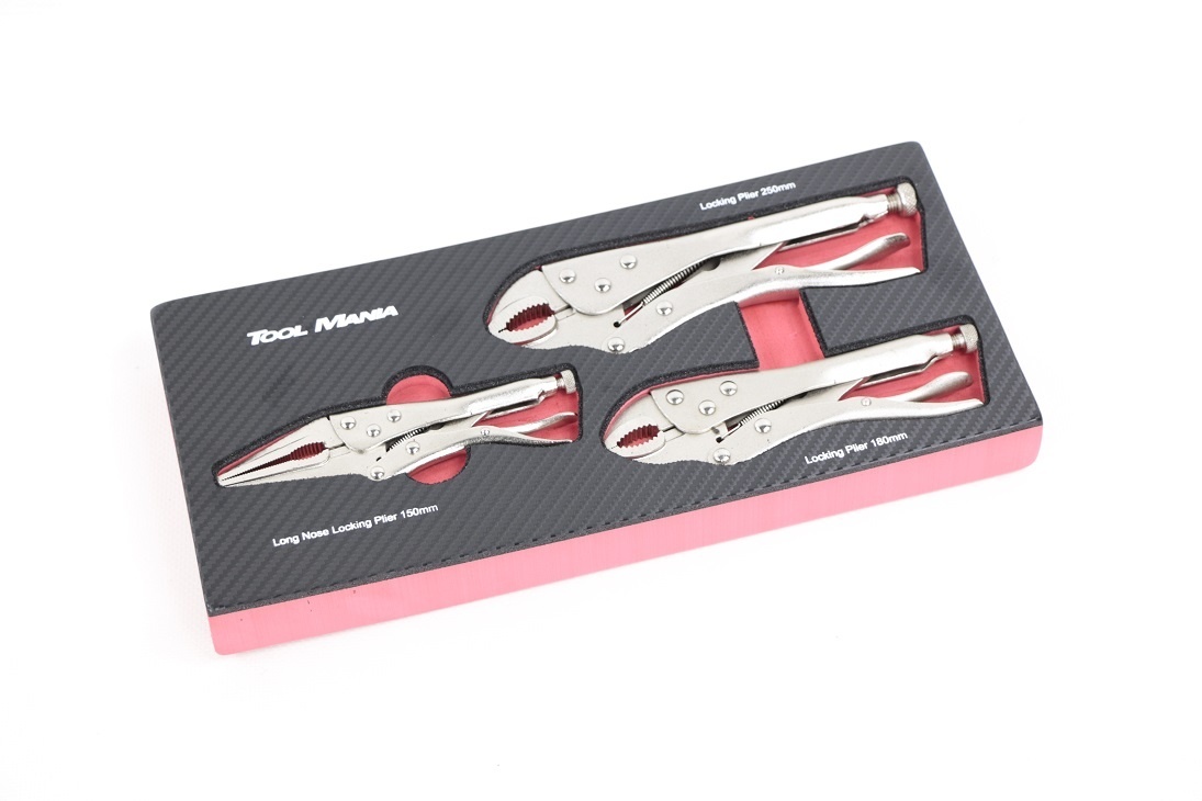TM 3-piece locking pliers set foam carbon look inlay