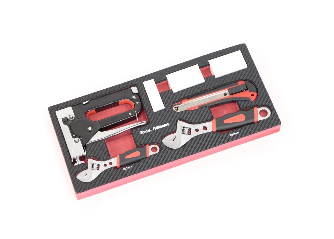 TM 7 Delige Tacker , Stanleymes ,  tangenset  foam carbon look inlay