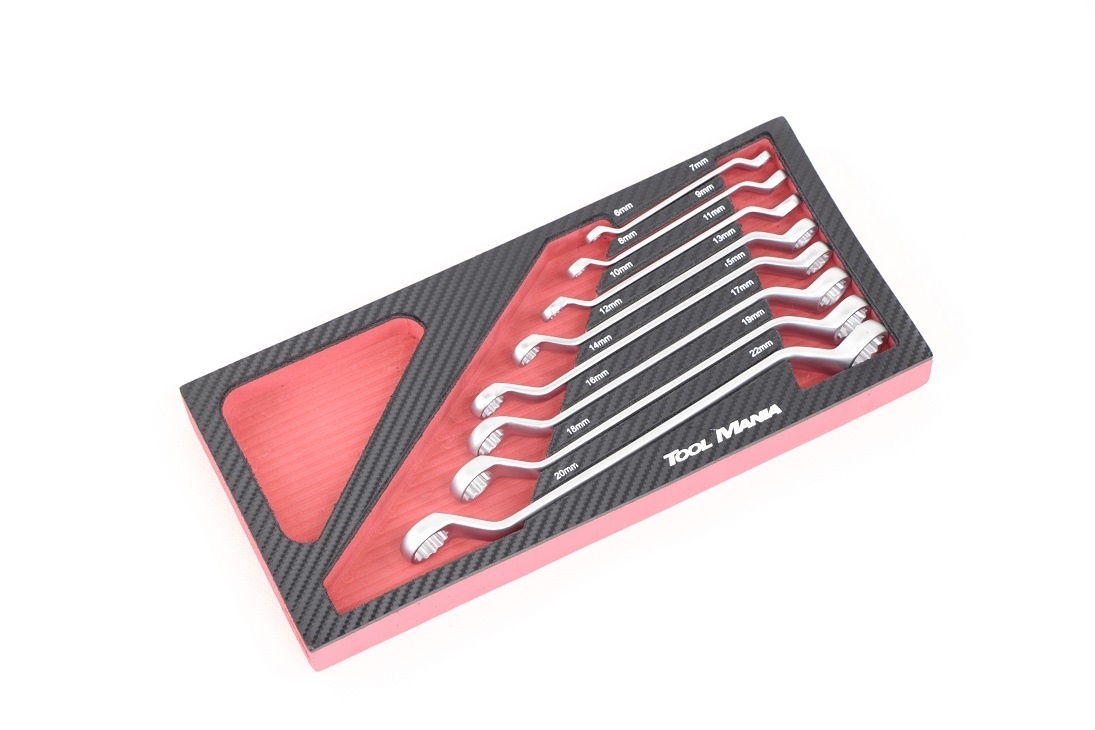TM 8 Piece Ring spanner set foam carbon look inlay