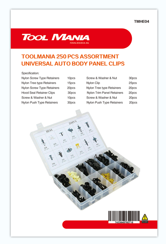 TM 250 Delige Assortiment bekleding clips voor VOLVO , FORD , SUZUKI , NISSAN , TOYOTA , HONDA