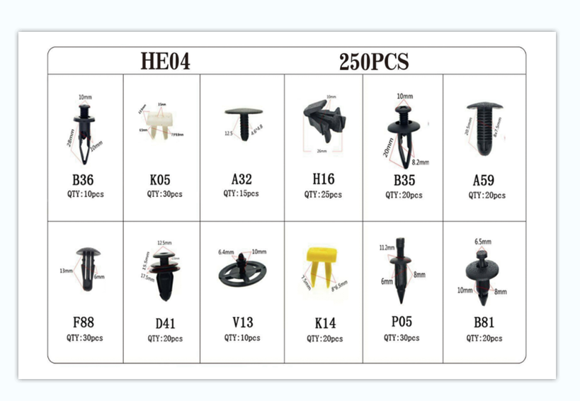 TM 250 Delige Assortiment bekleding clips voor VOLVO , FORD , SUZUKI , NISSAN , TOYOTA , HONDA