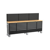 TM 258 cm Profi Gereedschapswagen / Werkbank met Houten Blad - ZWART