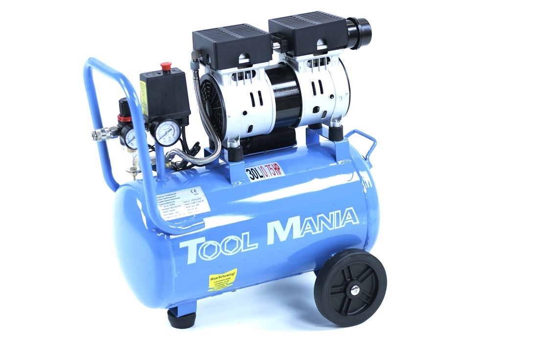 Afname Vlot Automatisch TM 30 Liter Professionele Low Noise Compressor 0,75HP 230v - ToolMania