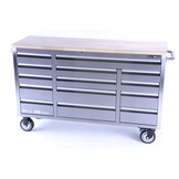 TM 161 cm Profi RVS Gereedschapswagen / Werkbank met Houten Blad
