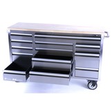 TM 161 cm Profi RVS Gereedschapswagen / Werkbank met Houten Blad
