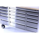 TM 161 cm Profi stainless steel tool trolley / workbench with wooden top