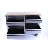 TM 136 cm Profi stainless steel tool trolley / workbench with wooden top
