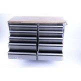 TM 136 cm Profi stainless steel tool trolley / workbench with wooden top