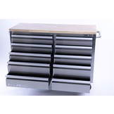 TM 136 cm Profi stainless steel tool trolley / workbench with wooden top