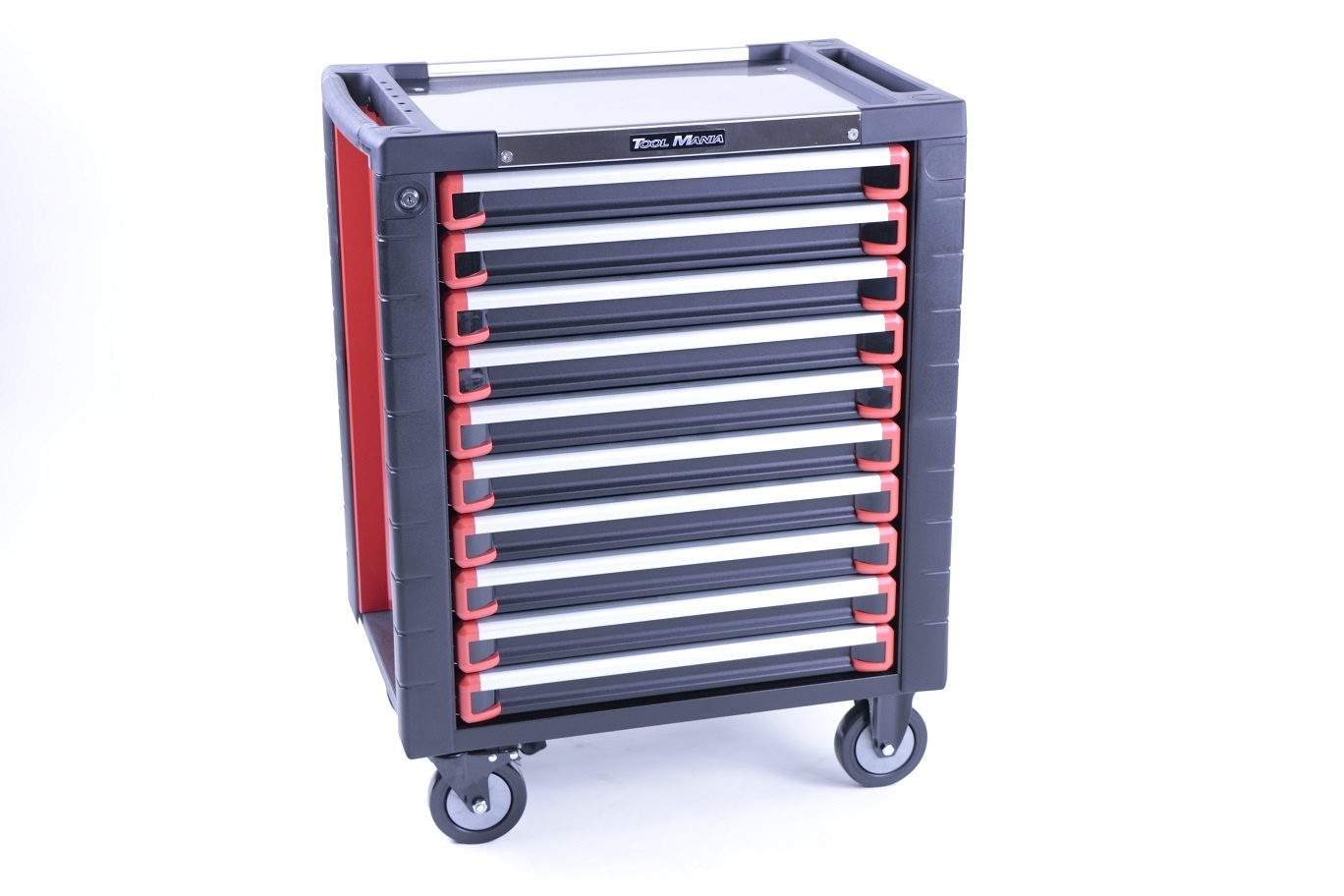 TM 10 Drawers premium Tool trolley BLACK / Red