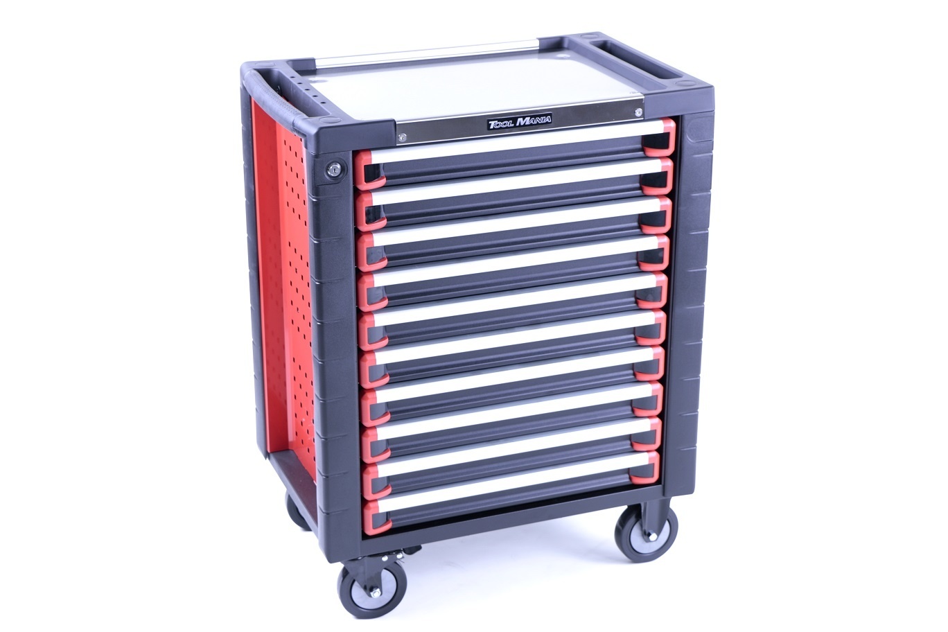 TM 10 Drawers premium Tool trolley BLACK / Red