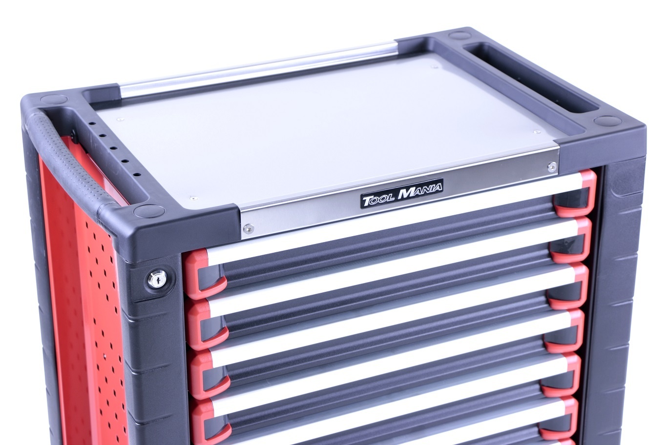 TM 10 Drawers premium Tool trolley BLACK / Red