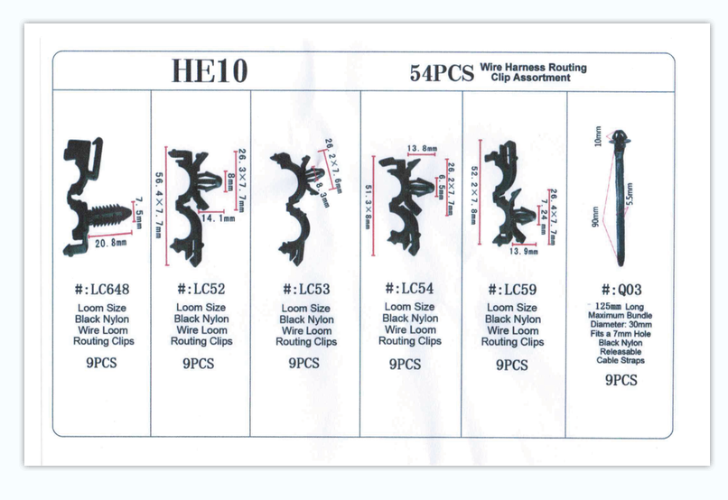 TM 54 Piece Assortment of cover clips for WIRING HARNESS