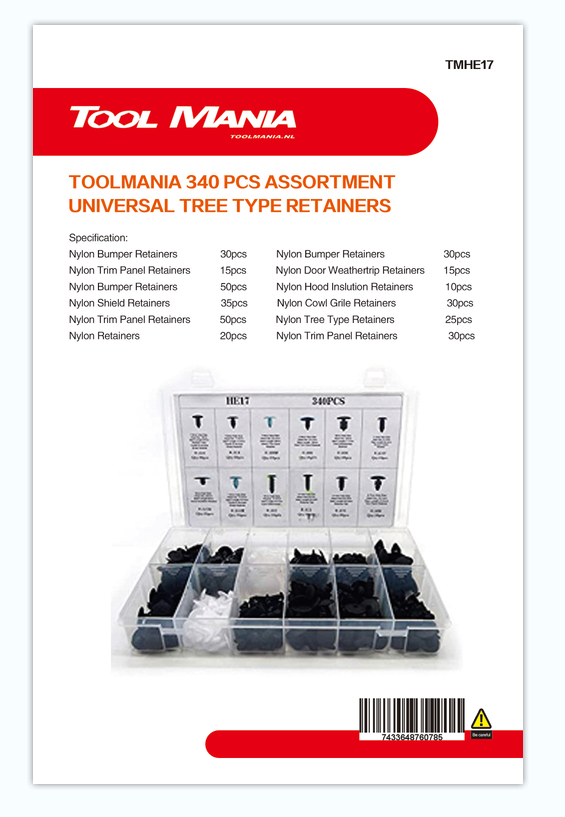 TM 340 Delige Assortiment bekleding Clips Rivits  MIX