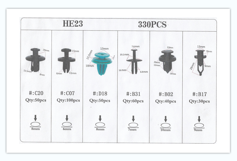 TM 330 Piece Assortment Upholstery Clips MIX