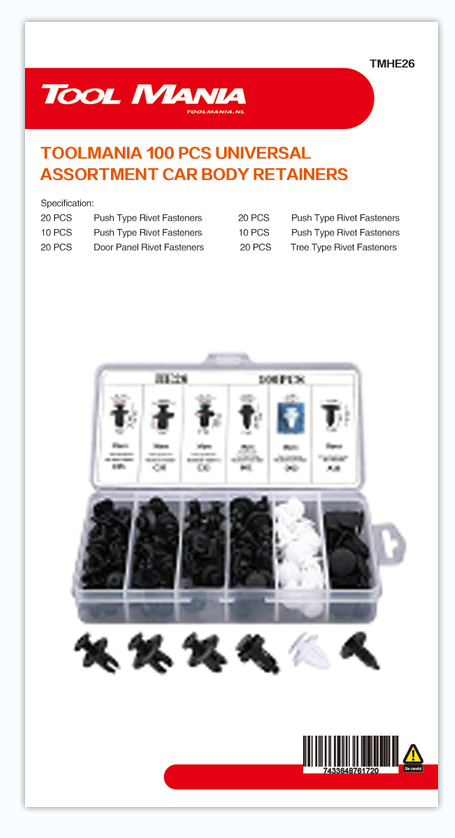 TM 100 Delige Assortiment bekleding Clips  MIX