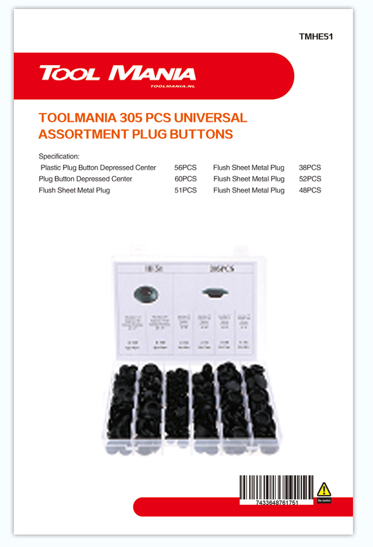 TM 305 Delige Assortiment Bekleding Clips  MIX Afdekdop