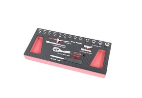 TM 19 Delige 1/4 doppenset foam carbon look inlay