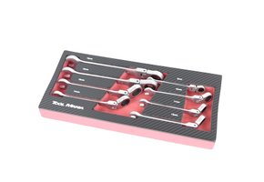 TM 8 Piece Tilting Ring, Ratchet, Spanner Set in foam carbon look inlay